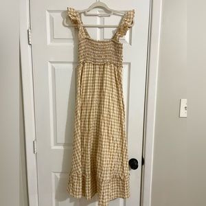 Gingham Ruffle Sleeve Smocked Dress